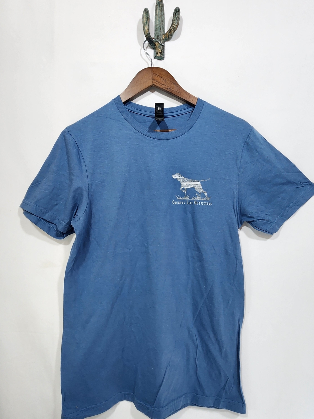 Gildan Softstyle Country Life Outfitters Dog Flag Graphic Tee Mens S Blue